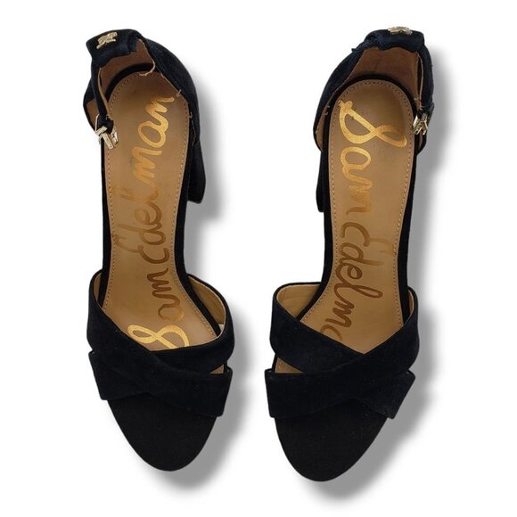 Sam Edelman Yancy Sandals Womens 9 Black Suede Block Heel - Picture 8 of 10